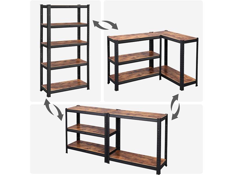 Songmics Regal Industrial 150 x 75 cm, MDF Standregal mit fünf höhenverstellbaren Ablagen