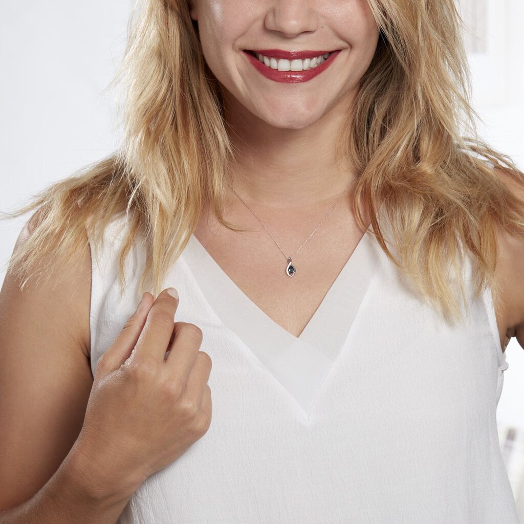 Collier Dalil Or Blanc Topaze Oxyde