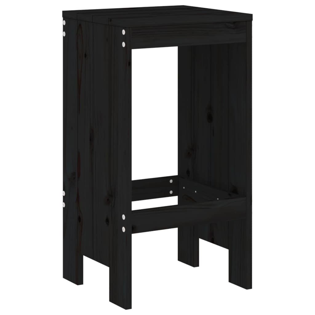 Ensemble de bar de jardin 3 pcs noir bois de pin massif