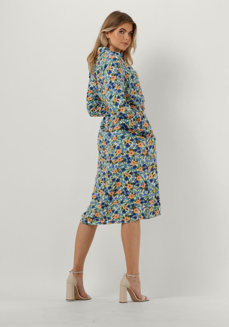 OBJECT blauwe object midi jurk jhiromi l/s shirt dress 126