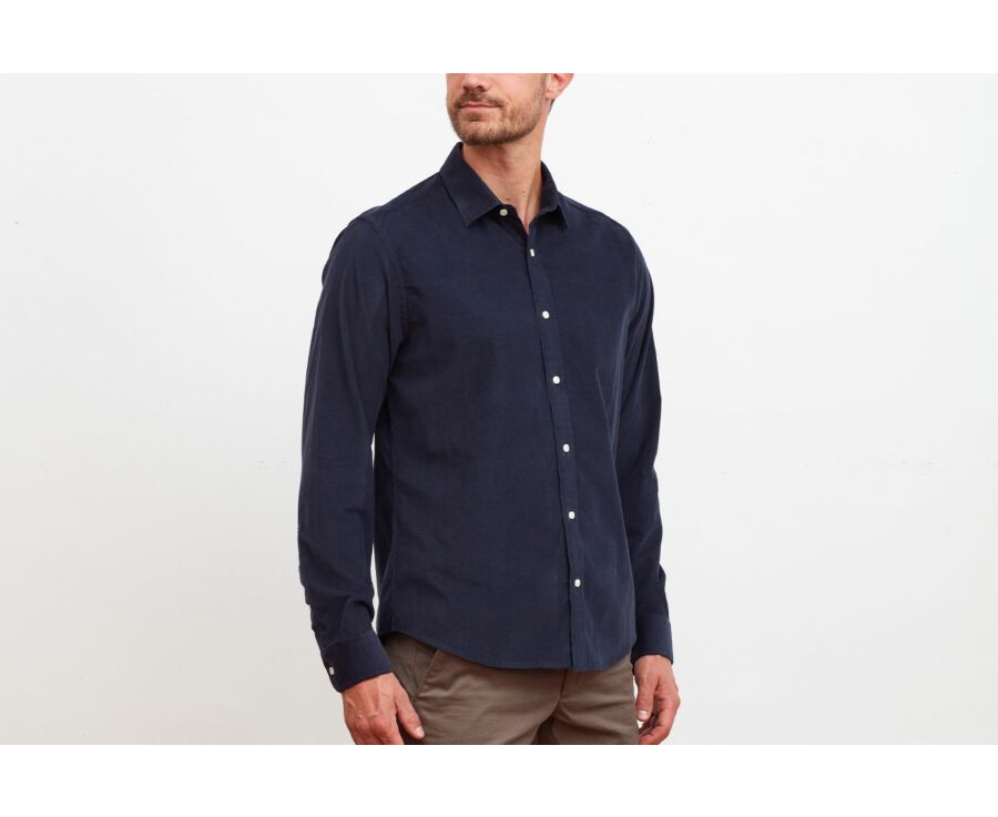 Chemise velours Navy - Col français - WALBERT