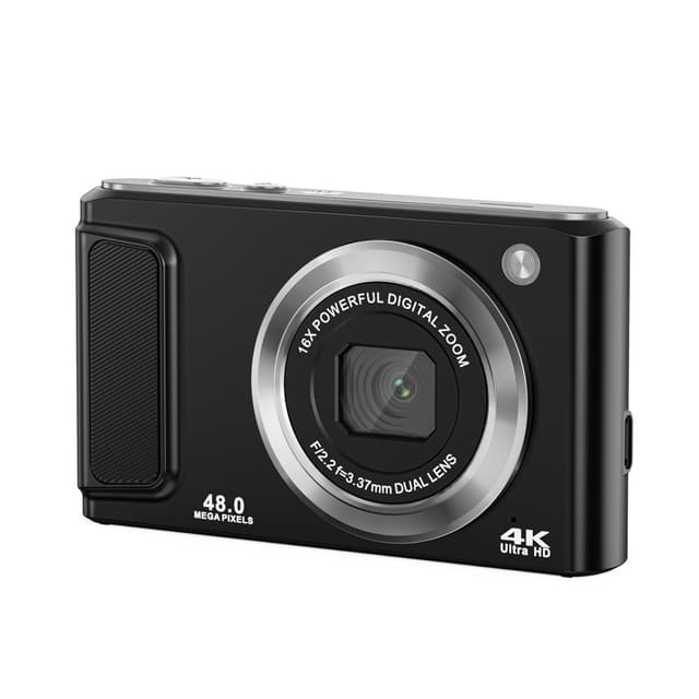 4K HD digitalkamera med front- og bagkamera og stabilisering Sort
