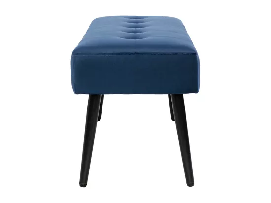 Banc design capitonné en tissu velours bleu nuit et métal noir L96 cm GUESTA
