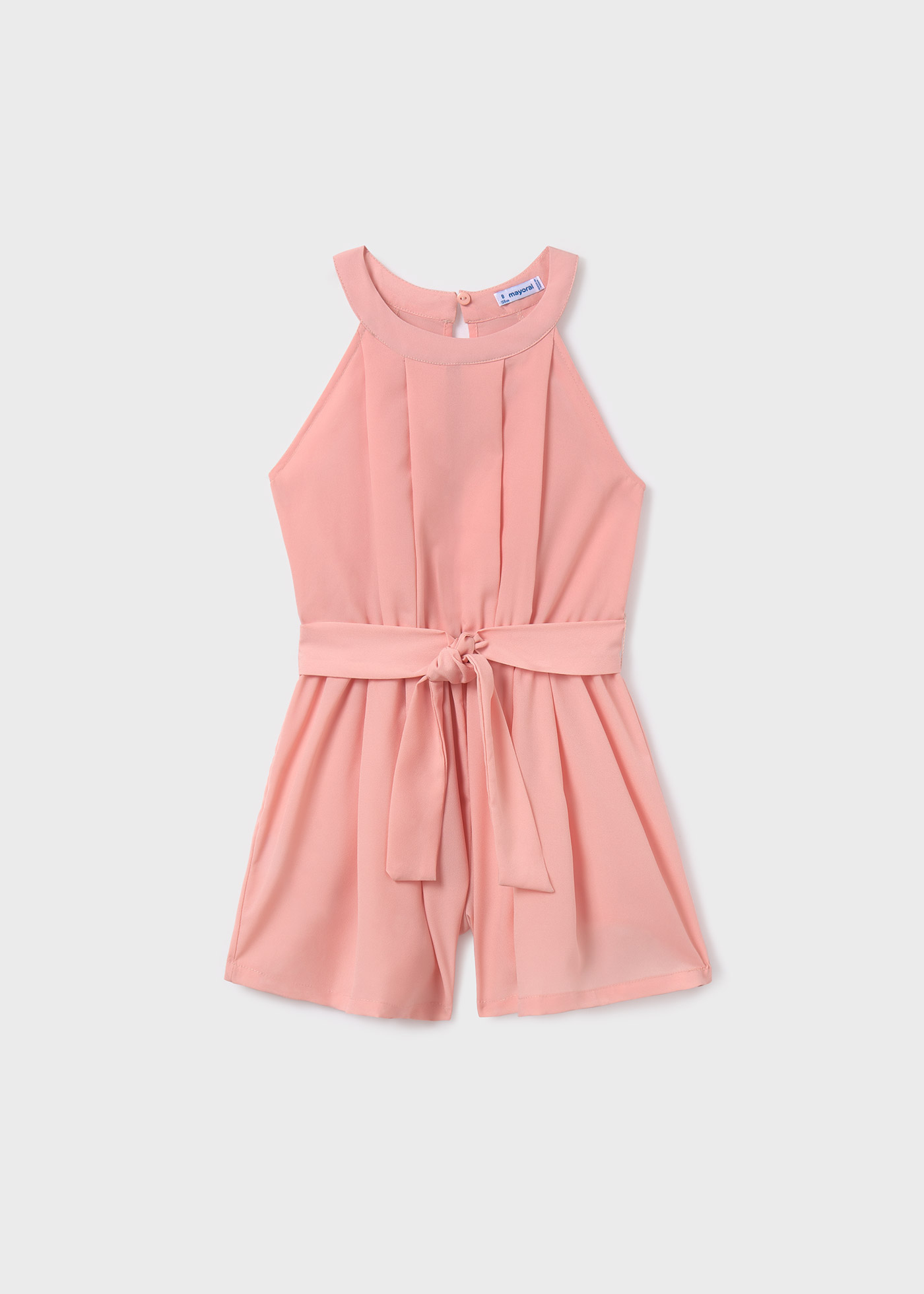 Macacão de crepe com decote halter para menina