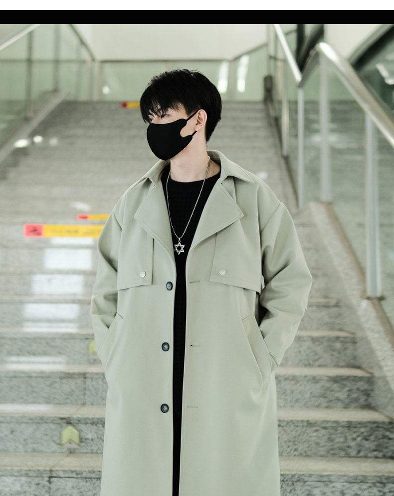 Bay Go Mall - Trenchcoat met reverskraag, effen knoopsluiting en lange mouwen