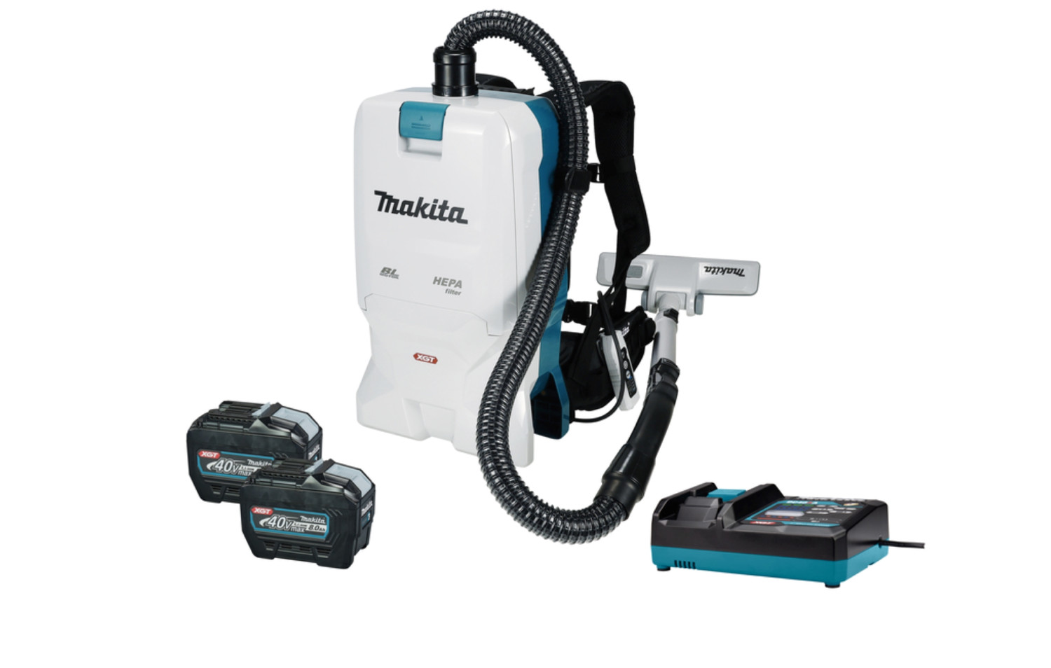 Makita VC011GL2NL1 XGT 40V Max Li-Ion Accu Rugstofzuiger Set (2x 8.0Ah) - 200 mbar