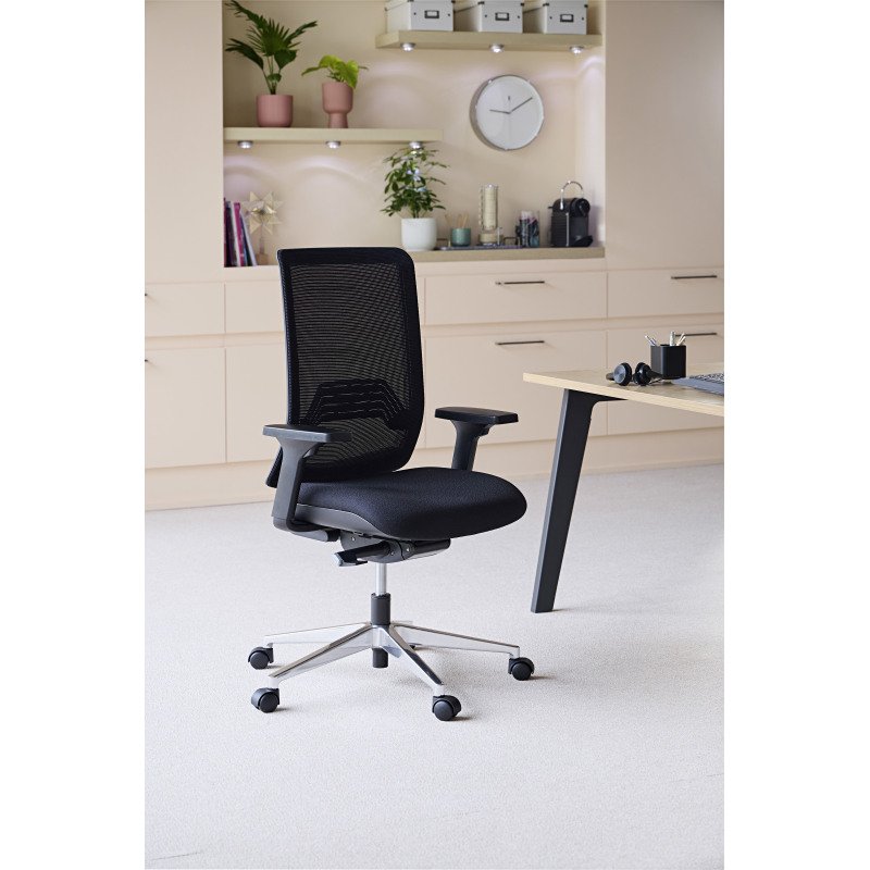 Chaise de bureau IMAX dossier maille - avec ou sans accoudoirs - Mécanisme Synchrone - Pieds aluminium