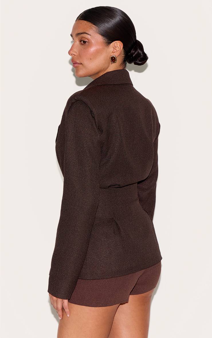 Chocolat Blazer Petite Taille Cintrée À La Taille