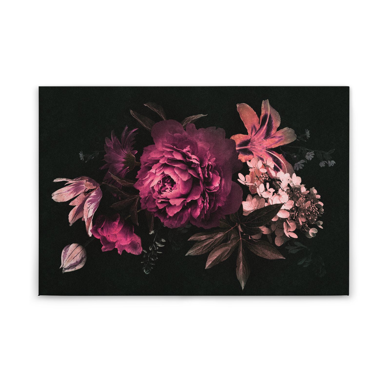 Leinwandbild BLÜTEN - pink-schwarz - 90x60 cm