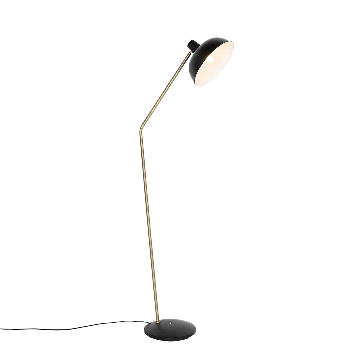 QAZQA - Retro vloerlamp, zwart met brons - Milou | Woonkamer | Slaapkamer - Staal, langwerpig - LED-compatibel, E27