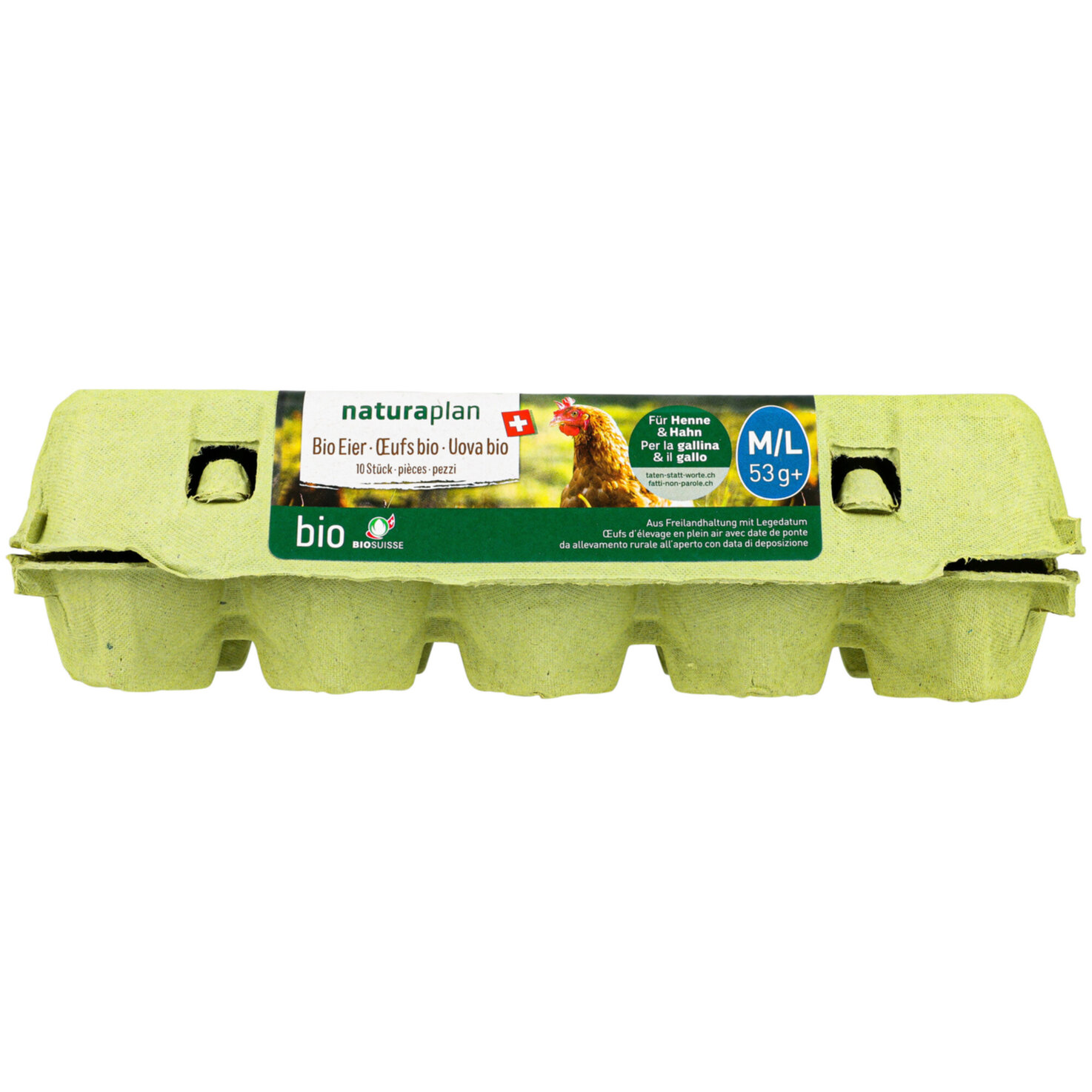 Naturaplan Bio Eier Schweiz aus Freilandhaltung 10 Stück 53g+