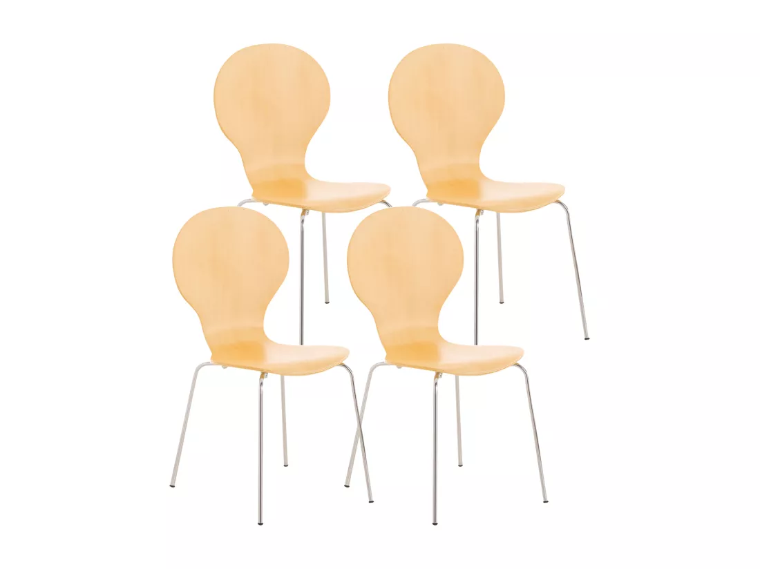 Lot de 4 Chaise de conférence - Bois - Nature - DIEGO