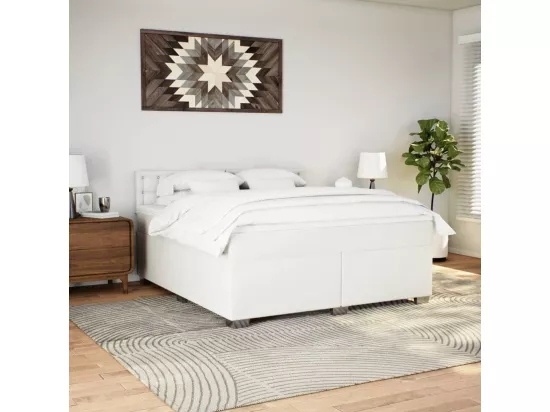 Sommier à lattes de lit avec matelas Blanc 180x200cm Similicuir