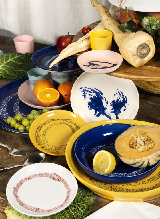 Serax Feast by Ottolenghi diep bord Ø22 set van 2 Pink/Blue Pepper