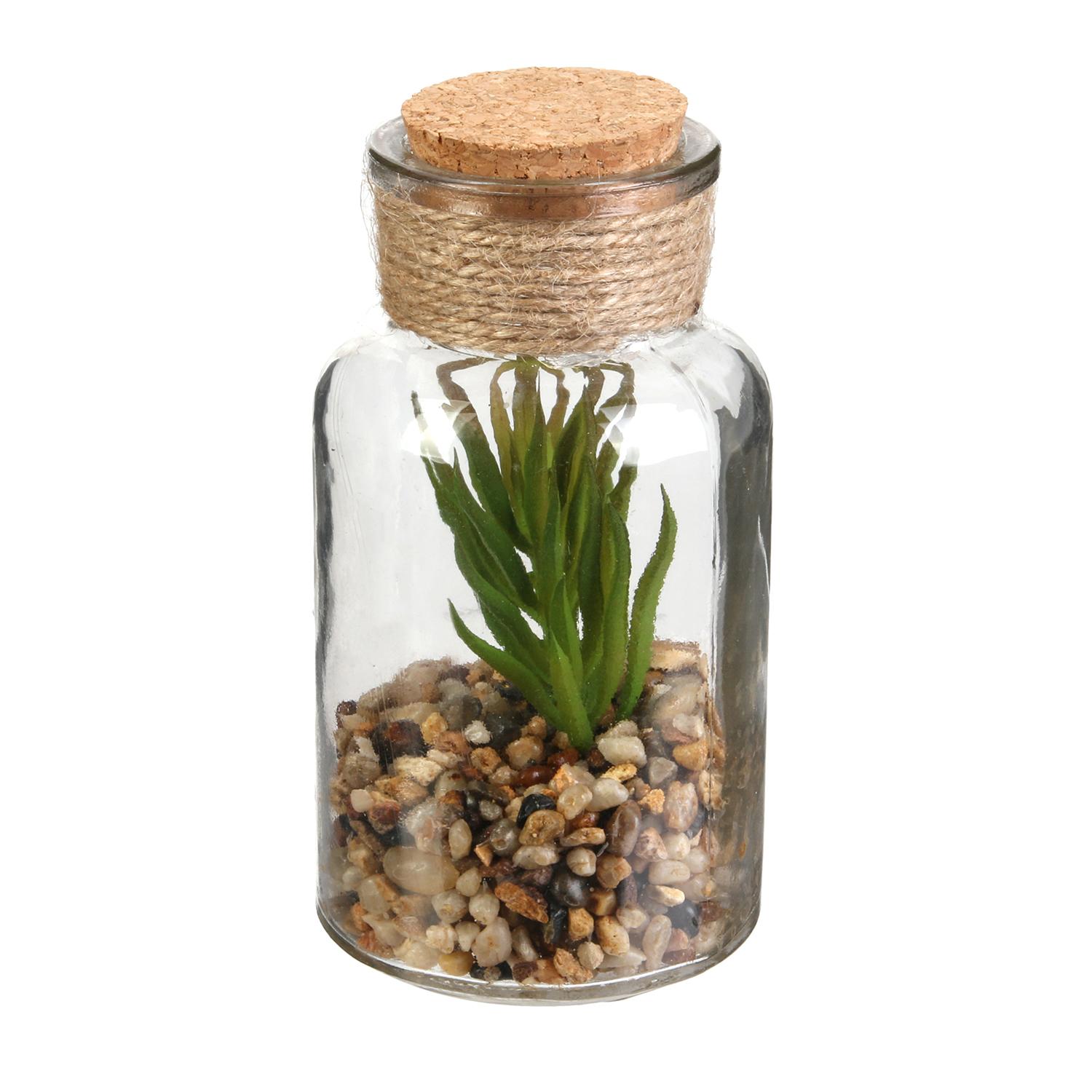 PLANTE ARTIFICIELLE FIOLE VERRE 13CM