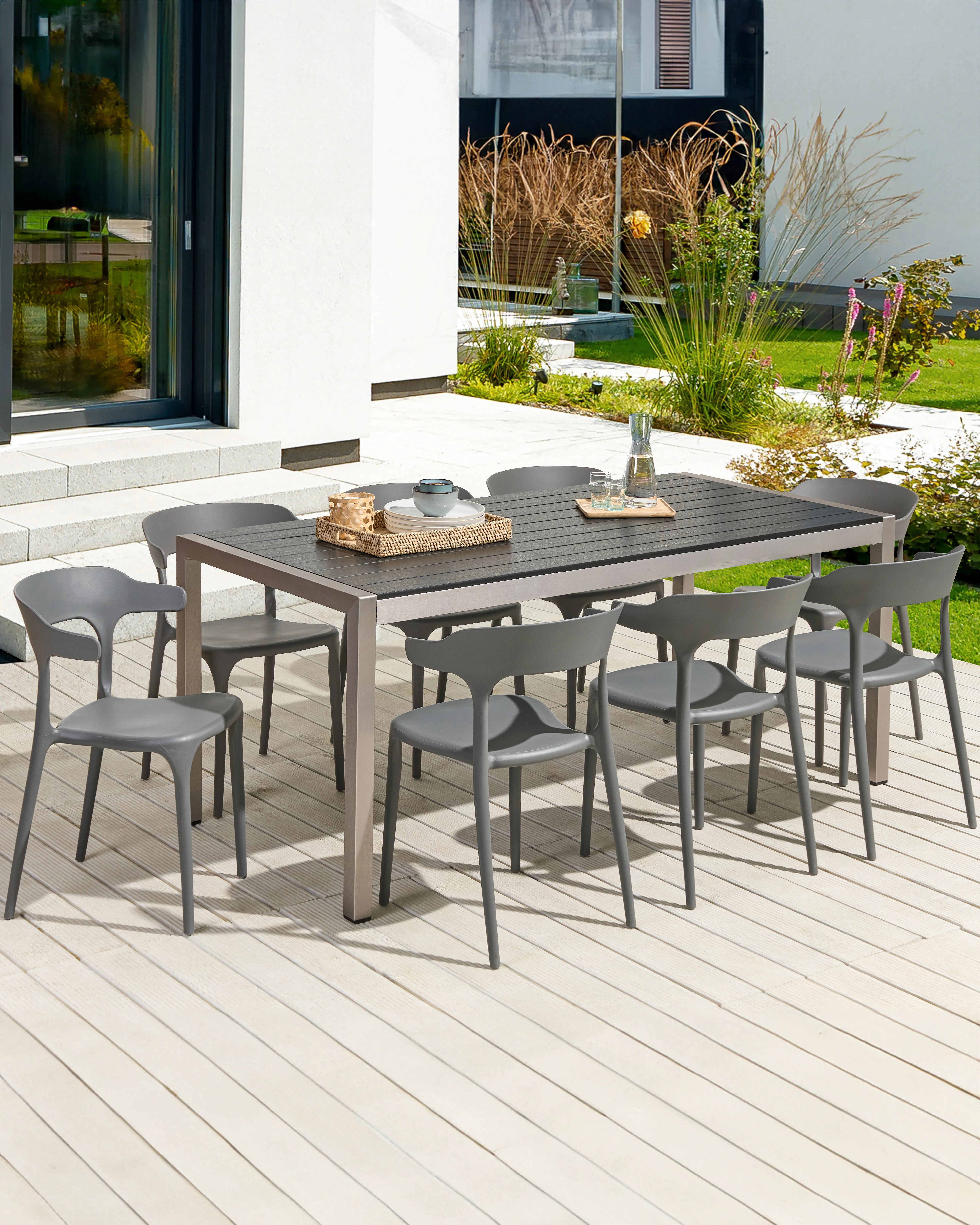 Set van 8 eetkamerstoelen GUBBIO Grijs