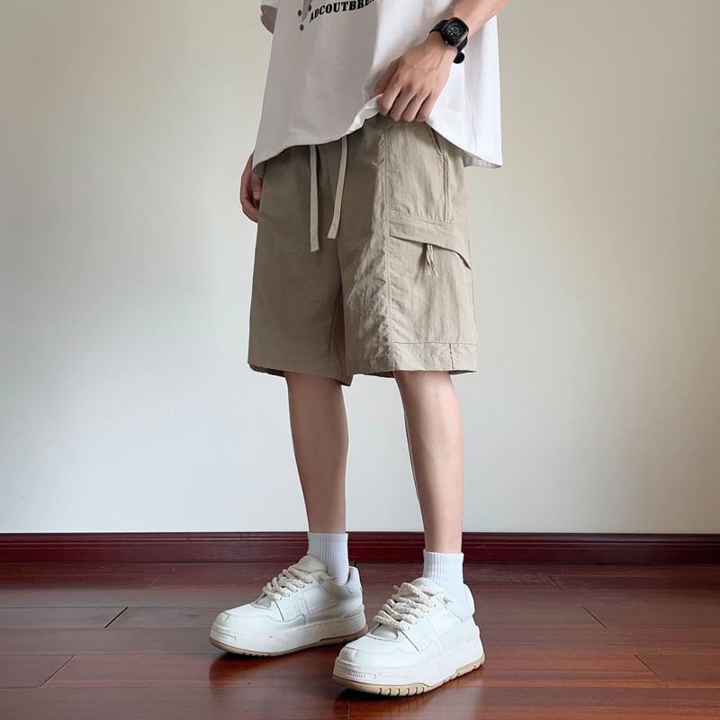 Breeson - Hoge taille, effen, wijde cargoshorts