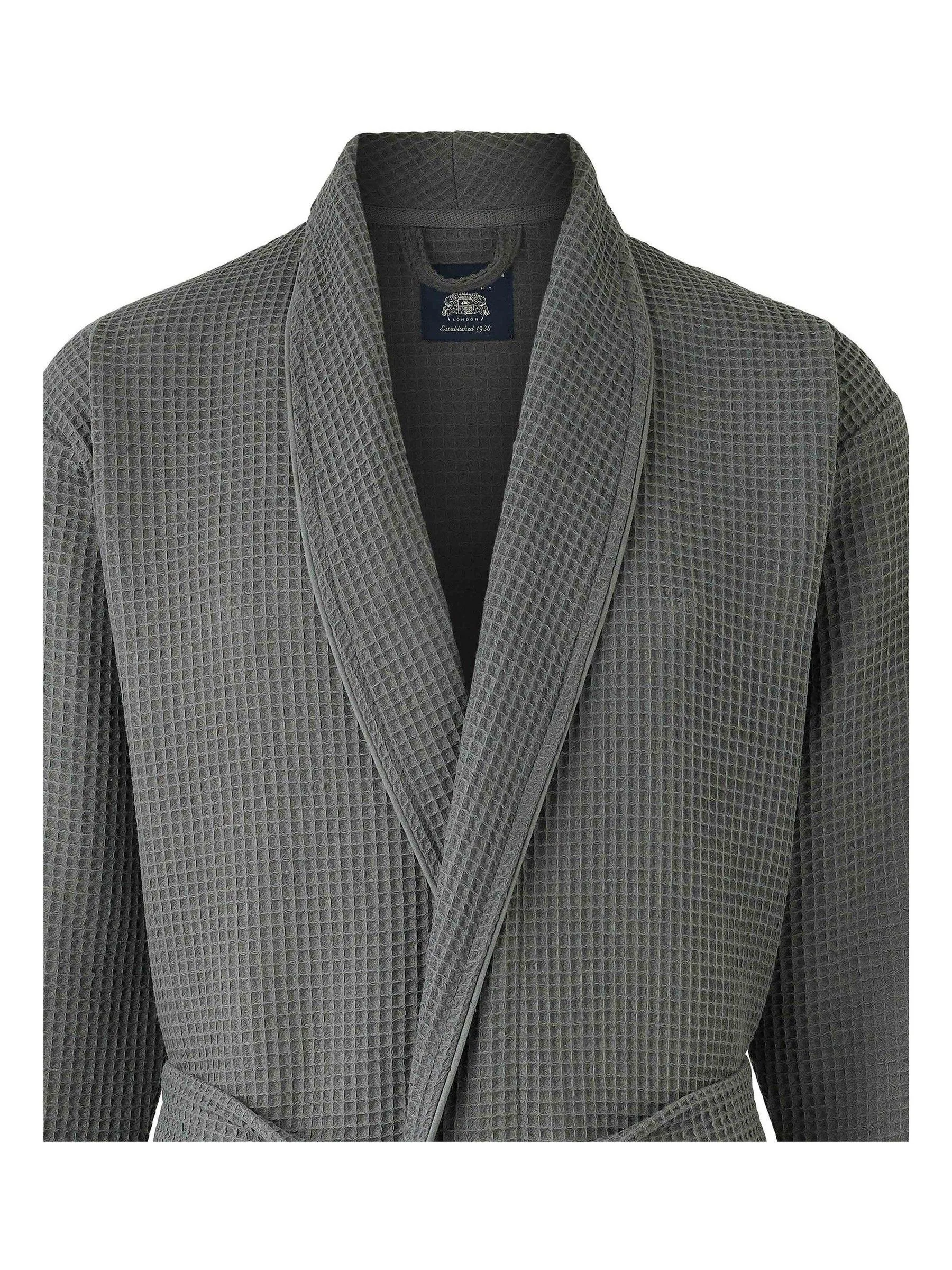 Antraciet - Savile Row Company - Katoenen kamerjas met wafeldessin