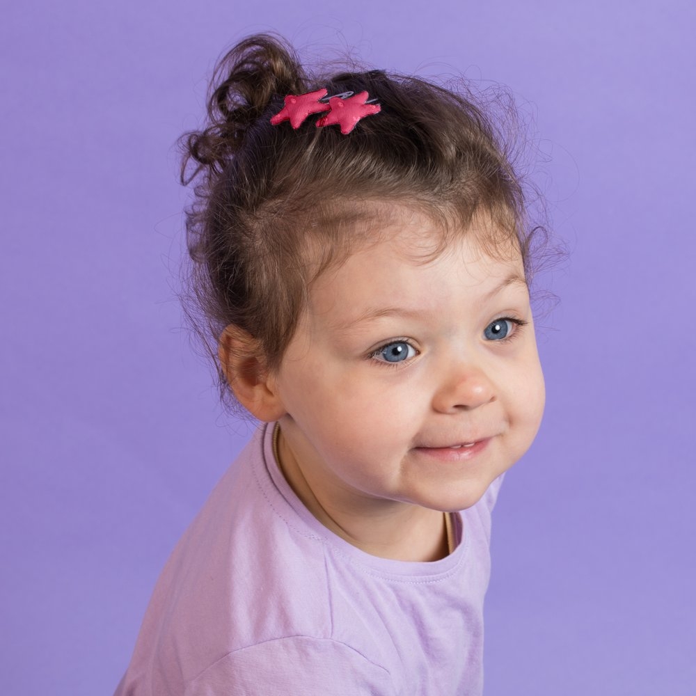 Barrettes Clic-Clac Étoile Plumetis Rose Fuchsia
