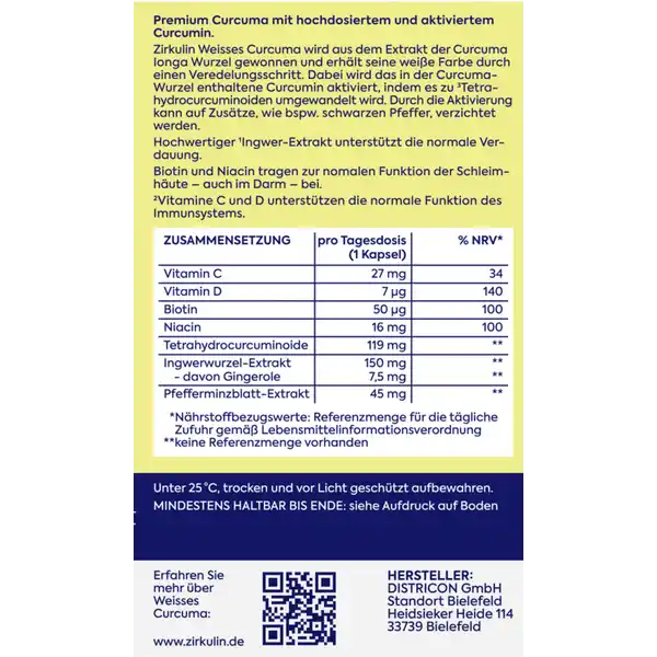 Weisses Curcuma Tabletten