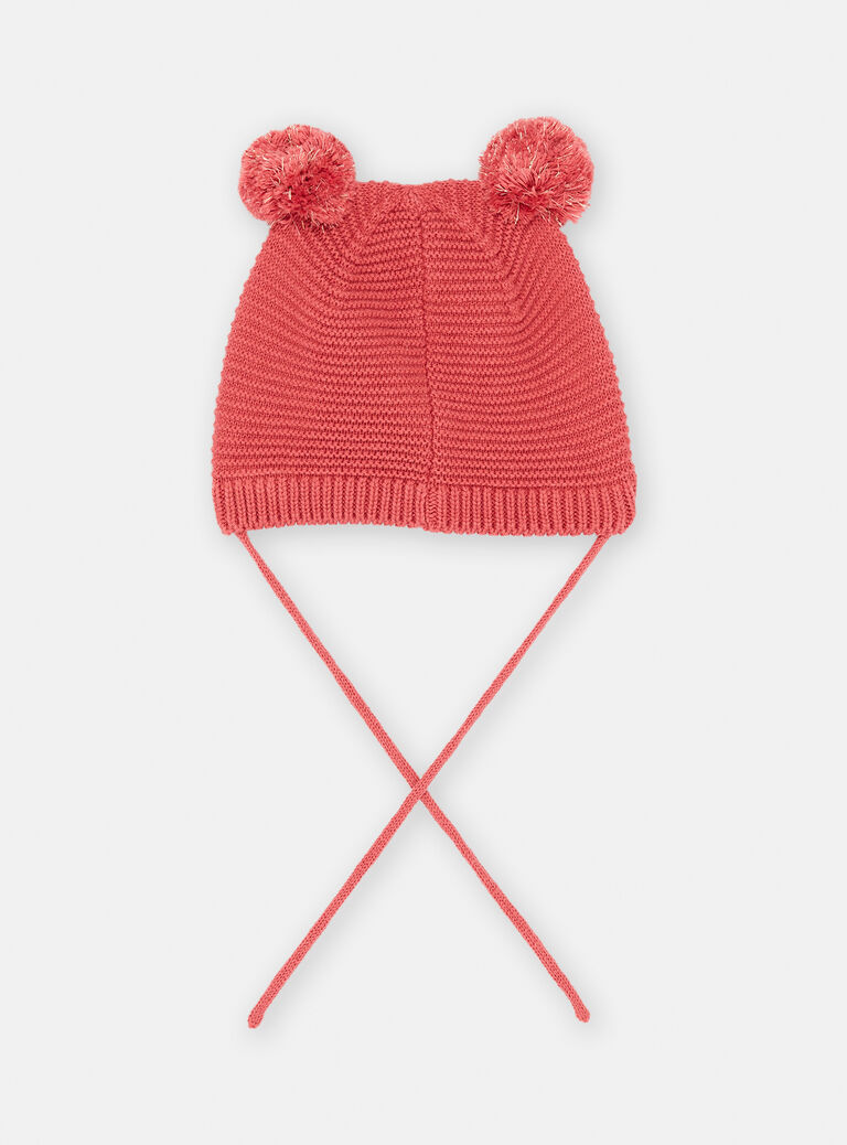 Bonnet rose à motif souris pour bébé fille