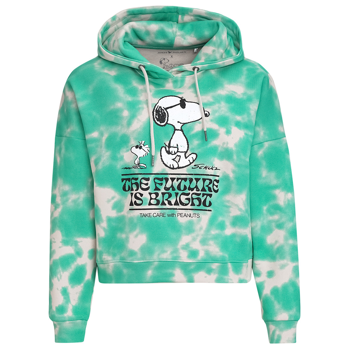 Jonas Nielsen Peanuts Hoodie im Tie Dye Look grün / hellbeige