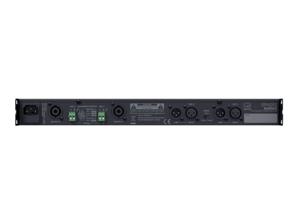 Audac EPA252 - Strømforstærker - 2 x 250 Watt - sort