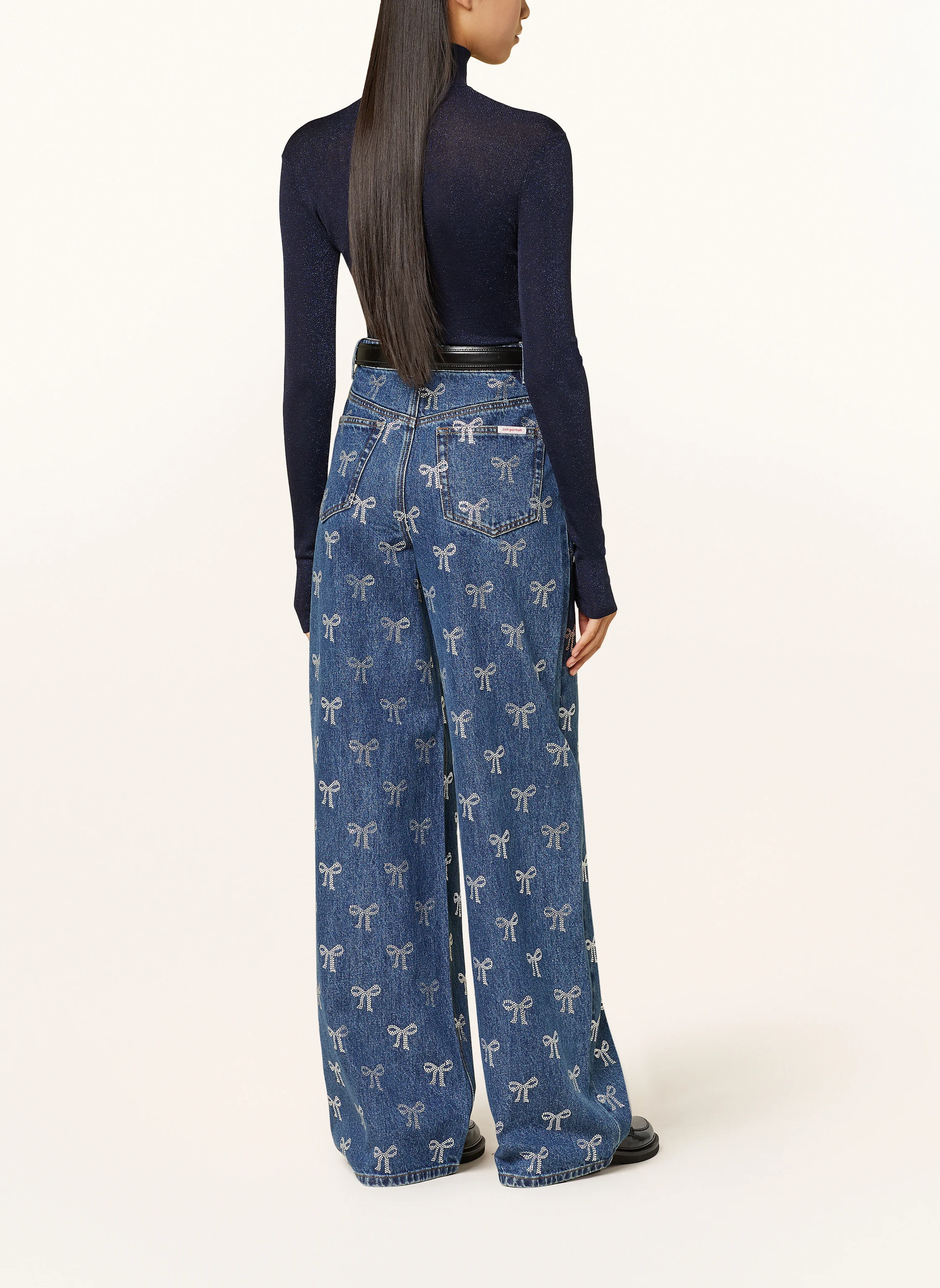 self-portrait Straight Jeans mit Schmucksteinen