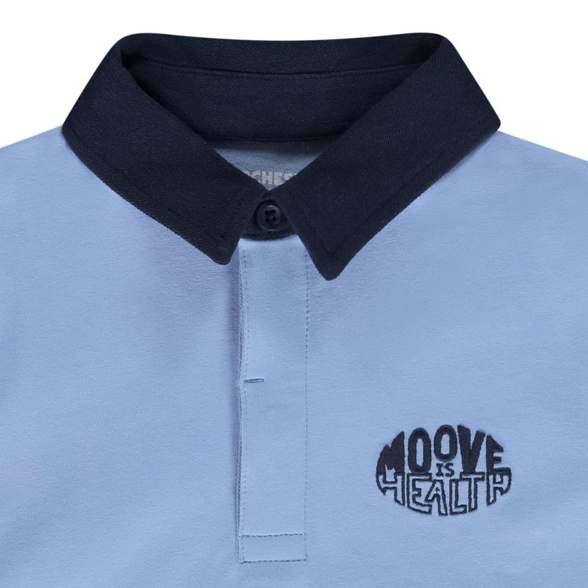 Polo manches longues effet color block pour garçon - Bleu
