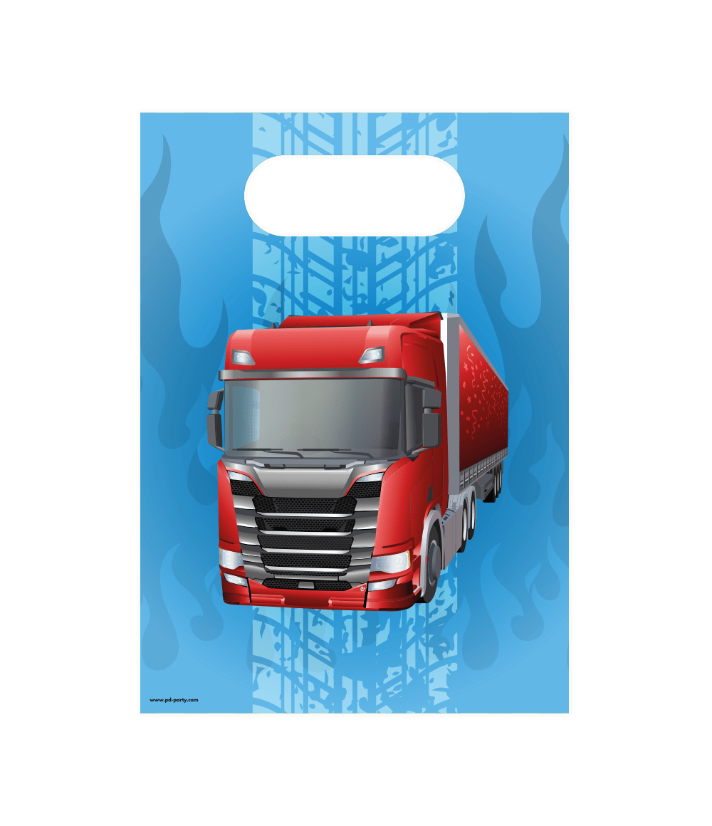 Blauwe Cadeautasje Trucks 23cm