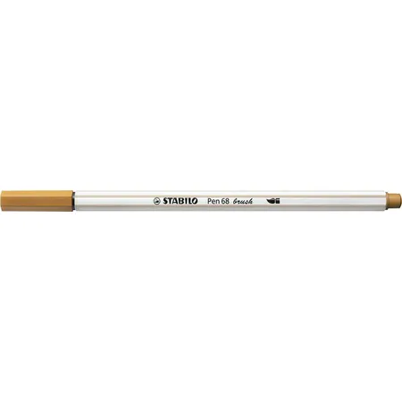 Premium-Filzstift mit Pinselspitze für variable Strichstärken - STABILO Pen 68 brush - Einzelstift - ocker dunkel