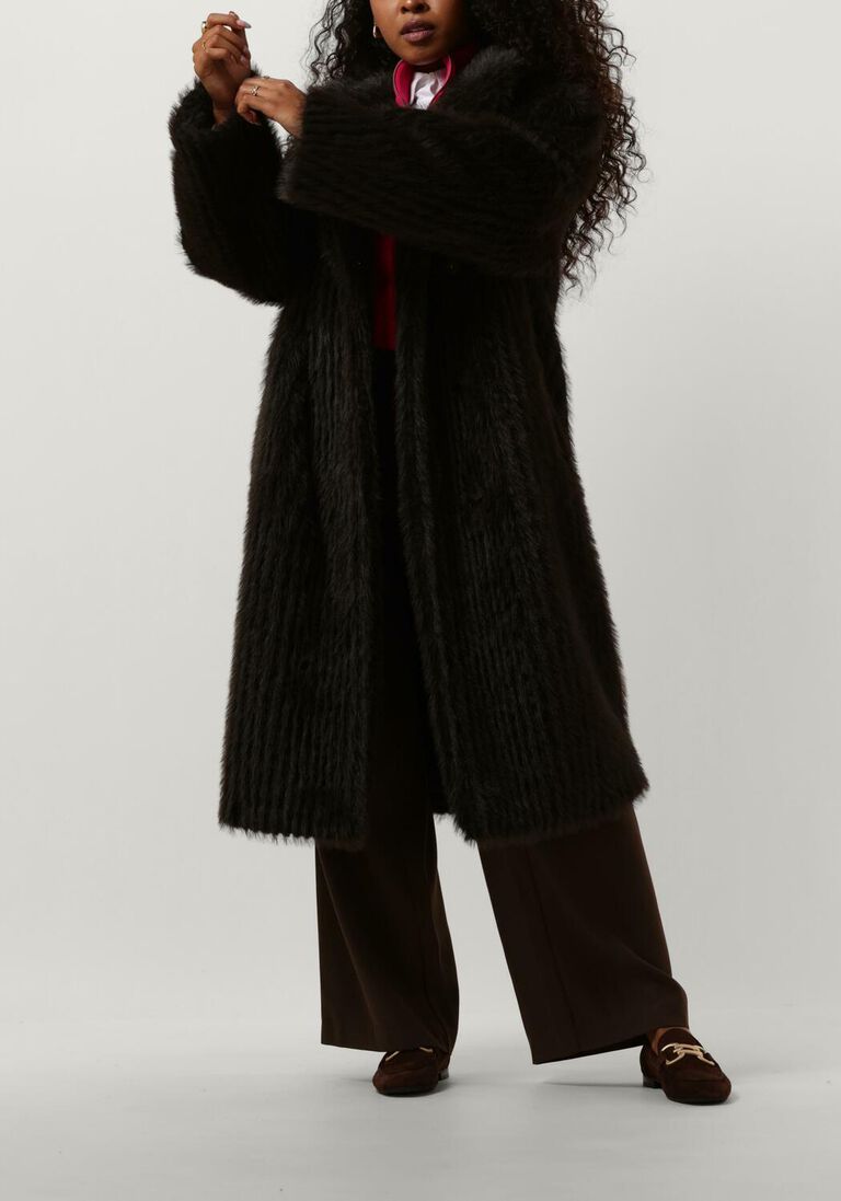 grijze stand studio faux fur jas genevieve coat