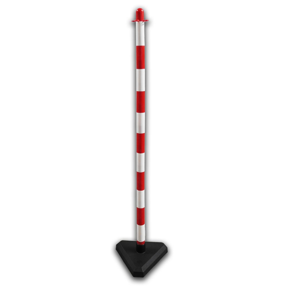 UvV kettingpaal Lugano 3kg betonvoet rood wit incl. 2,5m ketting per paal / 1 set / 130 cm