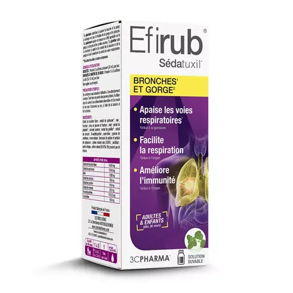 3C Pharma Efirub Sirop Bronches et Gorge Dès 36 mois 125ml