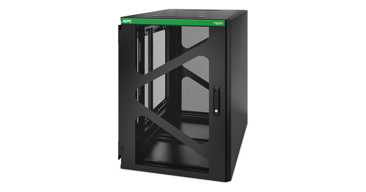APCNetShelter AR118SM, 18U, wandmontage server rack  (Zwart/groen, 60(b) x 80(h) x 103,7(d) cm, UPS-diepte zijmontage)