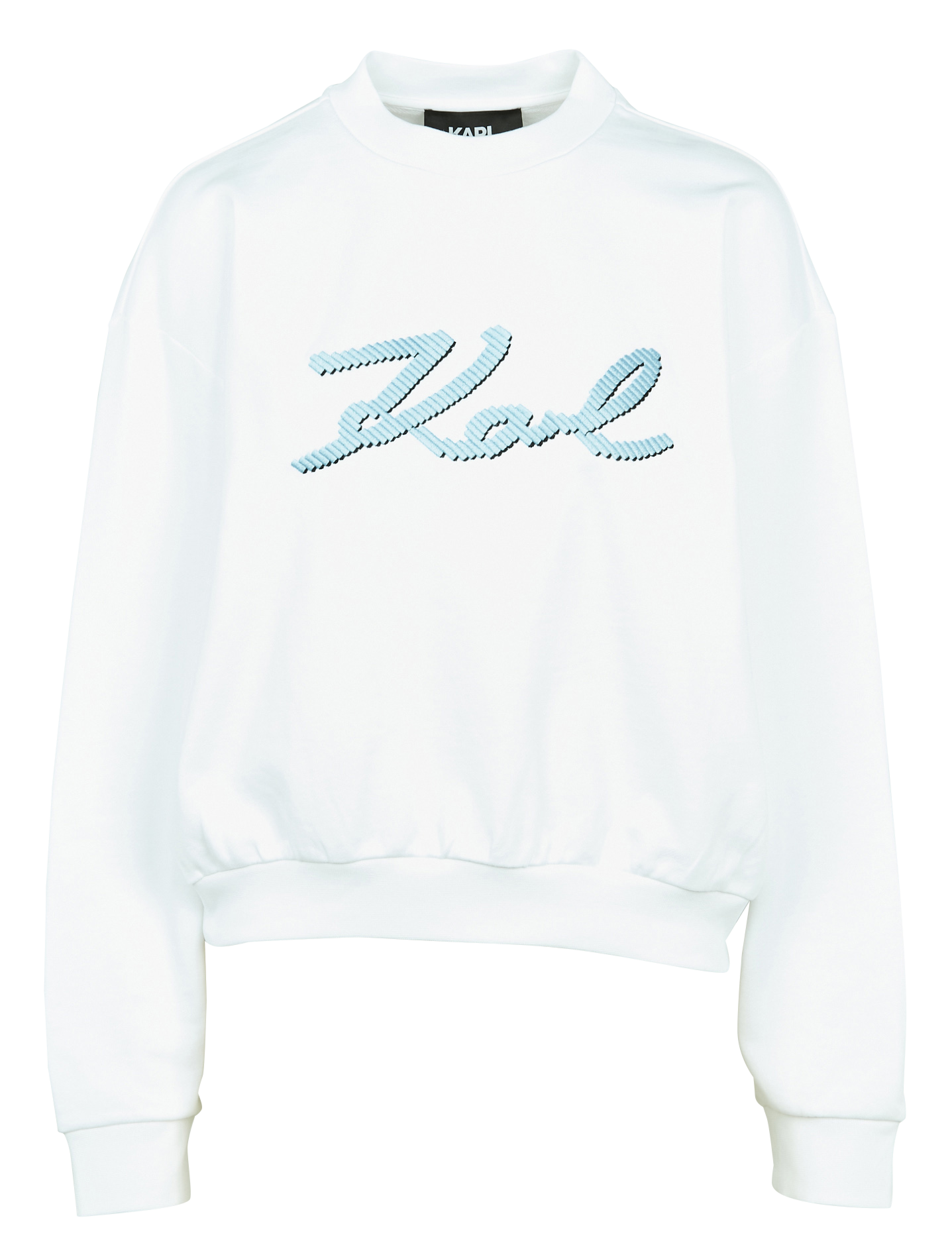 Sweat col brodé en coton bio | Blanc