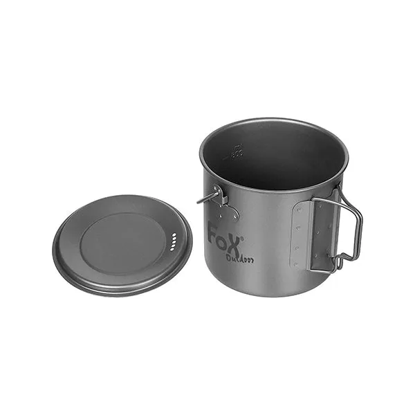 Fox Outdoor -  Topf Titan klein 1.1 L mit Deckel und Klappgriffen