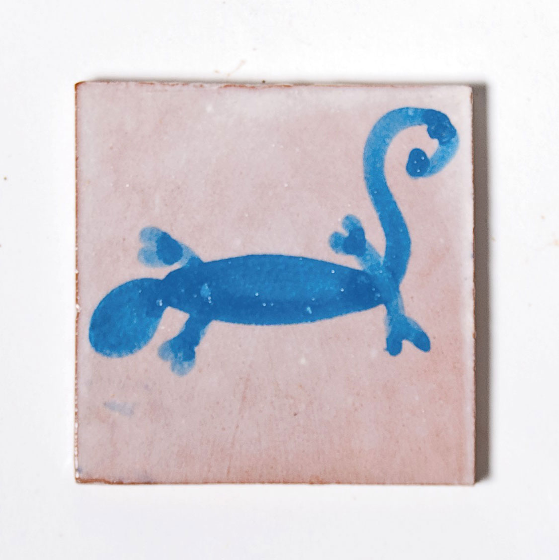 Fliese 'gecko', blau/rosa, L 10 cm, B 10 cm, H 1cm von fischer's lagerhaus