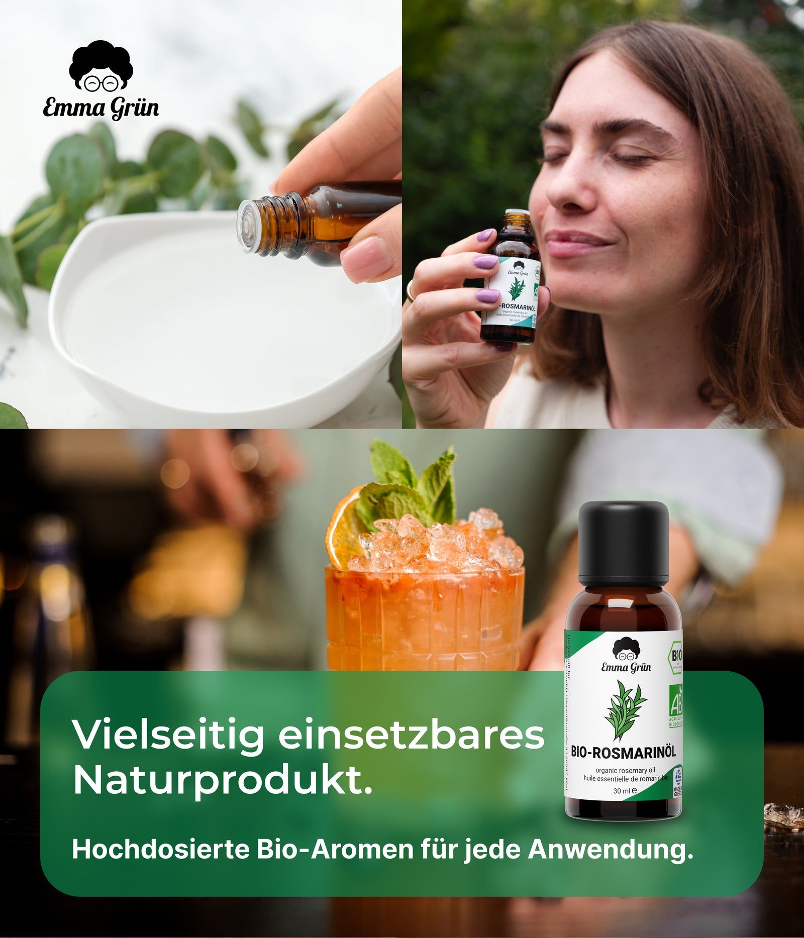 Emma Grün® ätherisches Bio Rosmarinöl naturrein & hochdosiert