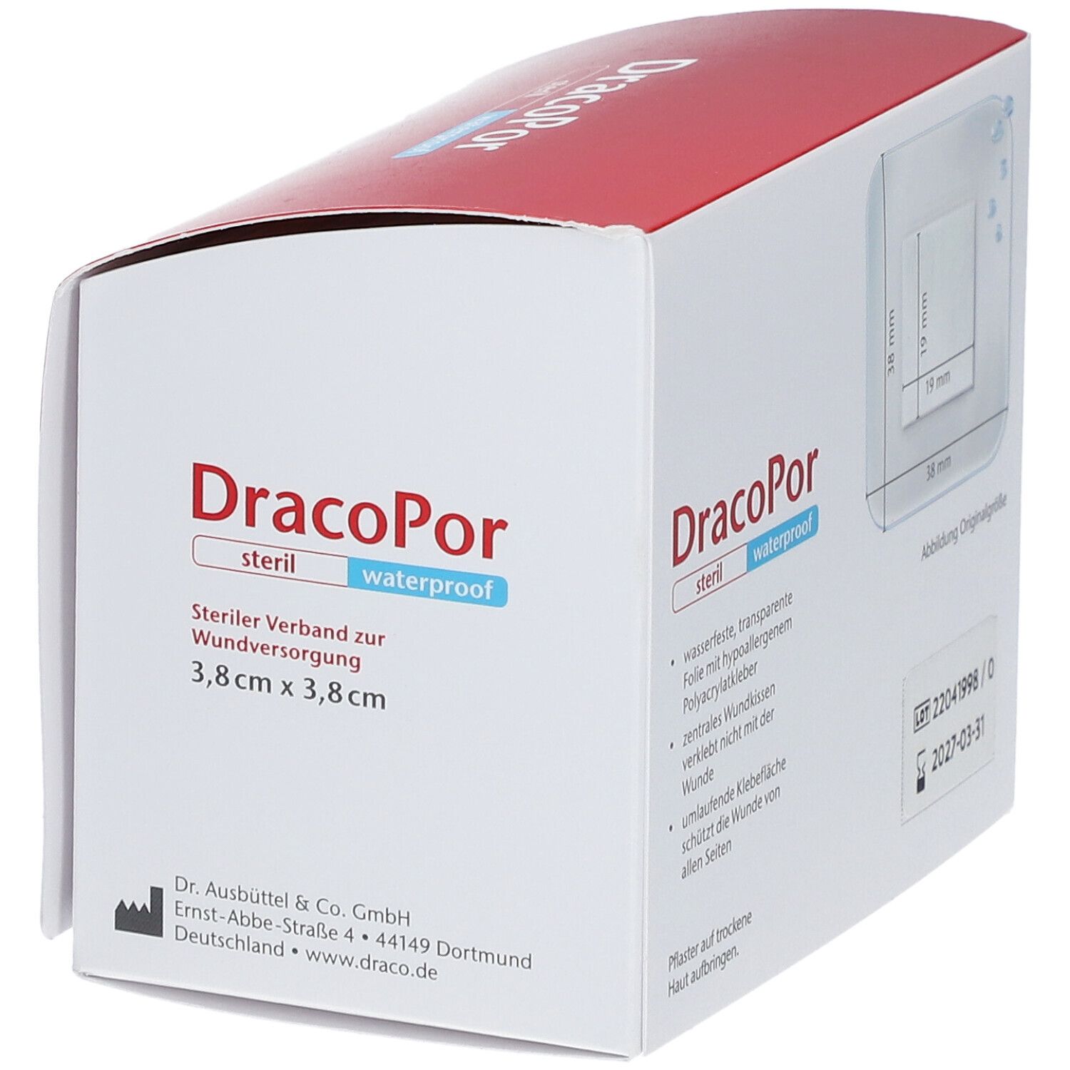 DracoPor Waterproof Wundverband 3,8 cm x 3,8 cm