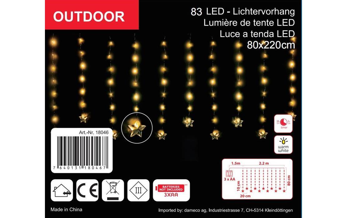 LED-Lichtervorhang mit 11 Strängen, 83 LEDs, 80 x 220 cmLichtervorhang für den Aussenbereich