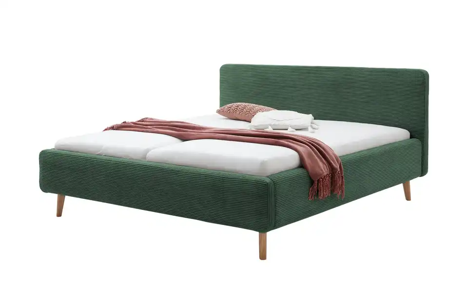 Polsterbettgestell Mattis Dunkelgrün Cordstoff 140 cm ohne Bettkasten