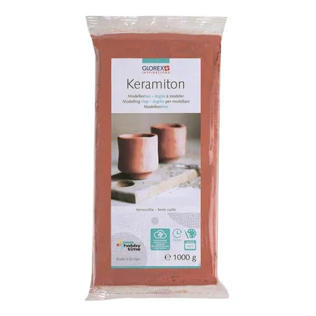 Glorex Keramiton, terracotta, ca. 1000 g, gebrauchsfertige Modelliermasse