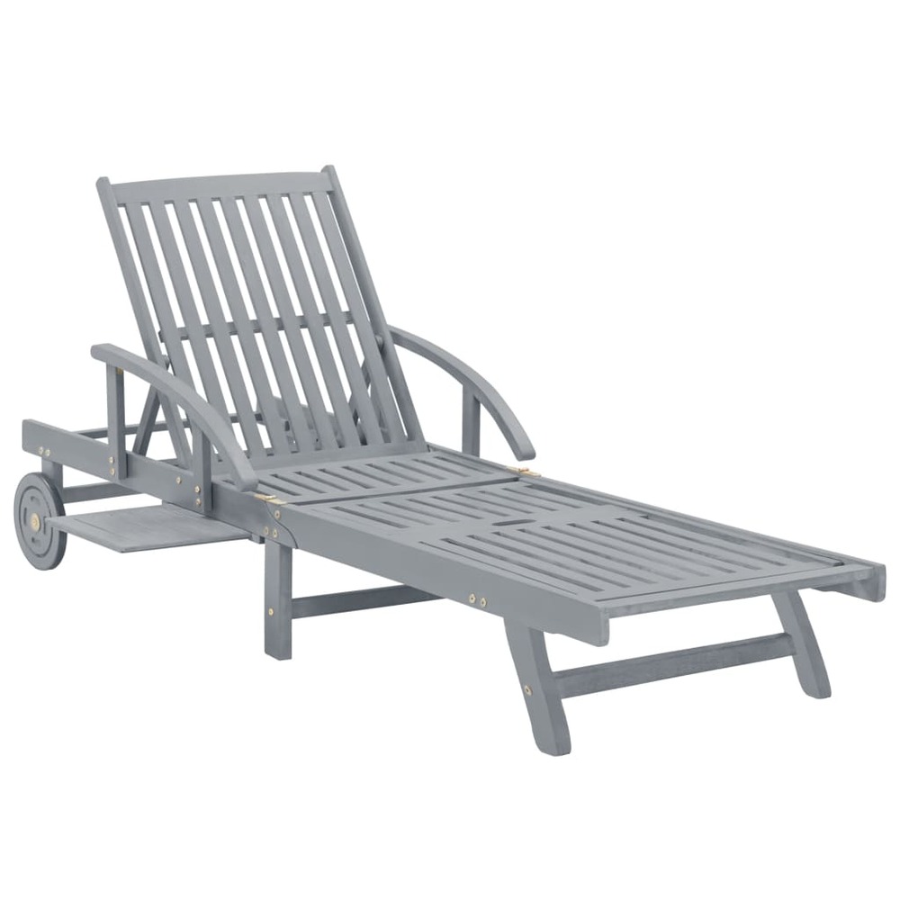 Transat chaise longue bain de soleil lit de jardin terrasse meuble d'extérieur avec coussin bois d'acacia solide