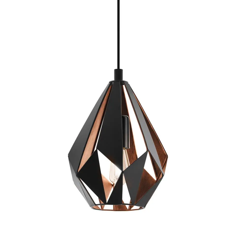 EGLOCarlton1Hanglamp-E27-Ø20,5cm-Zwart/Koper