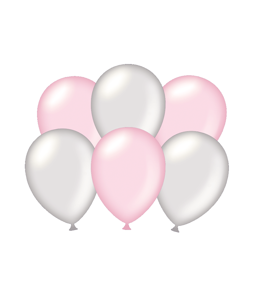 Ballonnen Zilver/Roze 30cm 6st