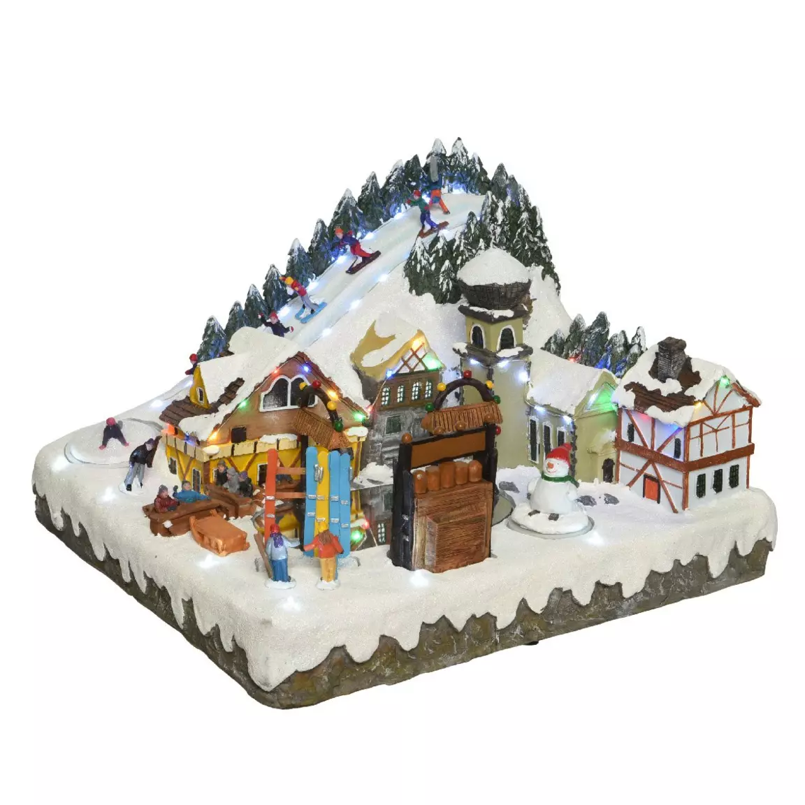 Scène de vie illuminée et musicale Village de montagne