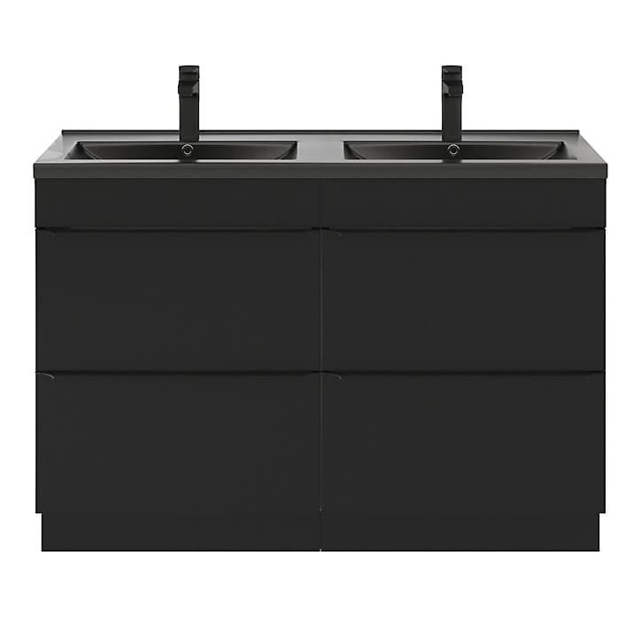 Ensemble salle de bains l.120 cm meuble à poser Imandra noir mat + plan vasque céramique noir