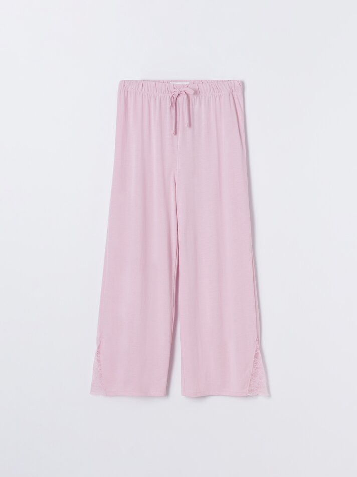 Calça de pijama de renda - Rosa
