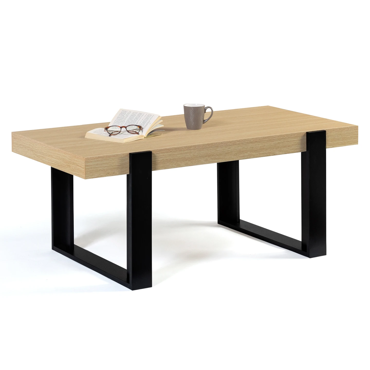 Table basse rectangulaire PHOENIX bois et noir